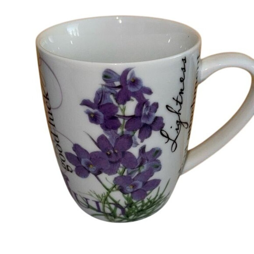 Giftcraft July Delphinium Ruby Birthstone Mug 12 Oz Microwave & Dishwasher Safe